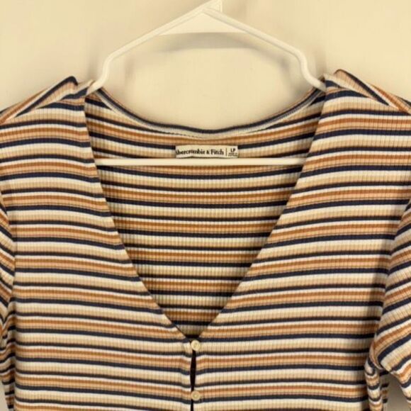 Abercrombie & Fitch Blue Orange Triple Keyhole Ribbed Knit Mini Dress Large - Picture 10 of 13